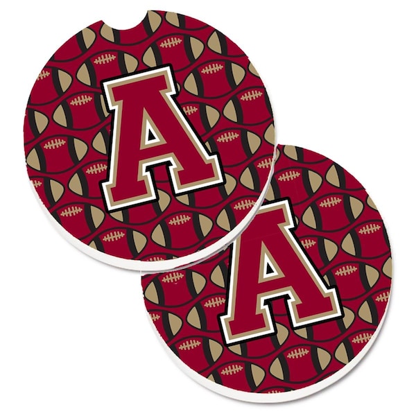 Carolines Treasures Letter A Football Garnet and Gold Cup Holder Car Coaster, PK2 CJ1078-ACARC - main